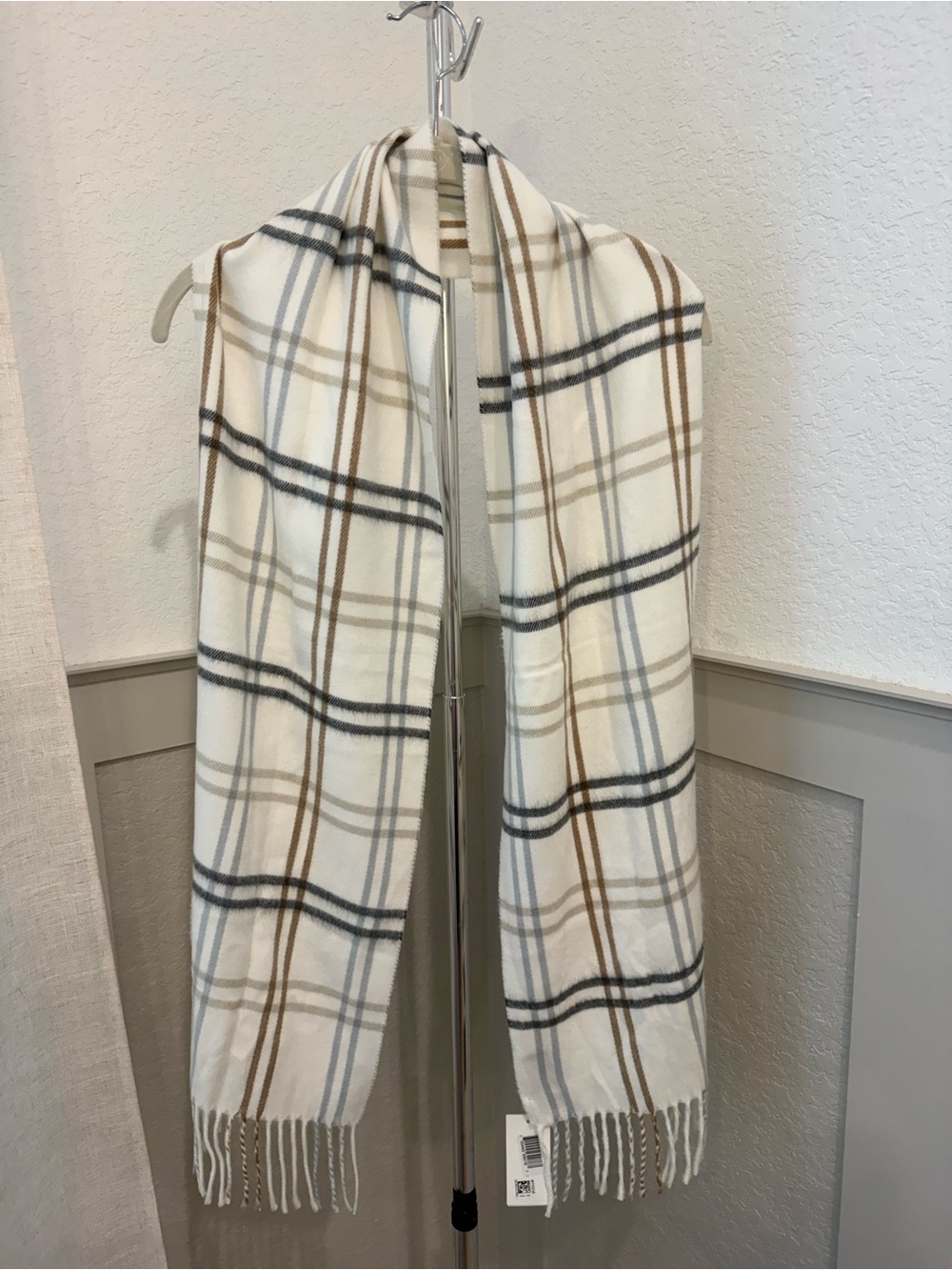 Steve Madden Cozy Plaid Fringe Scarf